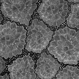 Bild von Baumwollsweat Floral schwarz weiß